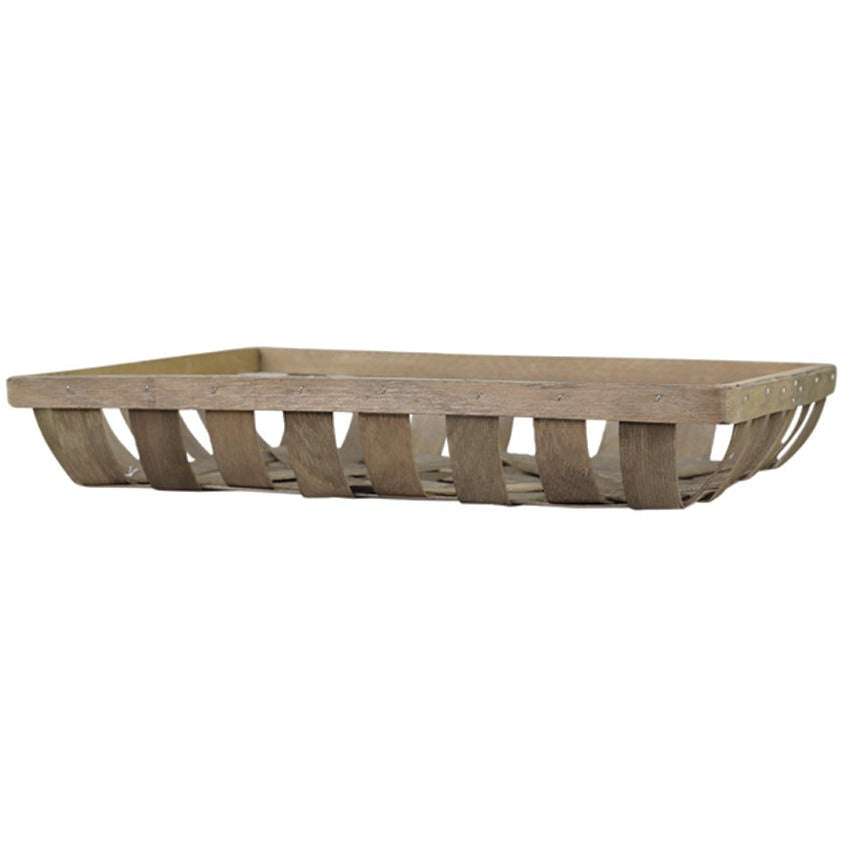 Large Braided Basket for Rustic Storage and Display - Natural Poplar Woodchip Design - Home Deco London