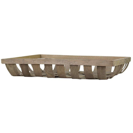 Large Braided Basket for Rustic Storage and Display - Natural Poplar Woodchip Design - Home Deco London