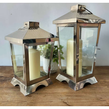 Large Hanging Lantern - Handcrafted Stainless Steel Neil Lantern by Home Deco London - Home Deco London