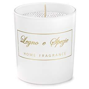 Luxury 30-Hour Spicewood Candle in White Glass – Handcrafted Soy Wax & Cotton Wick - Home Deco London