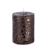 Luxury Pillar Candle: Exotic Spicewood Scent, Crocodile Design, 80 Hours Burn Time - Home Deco London