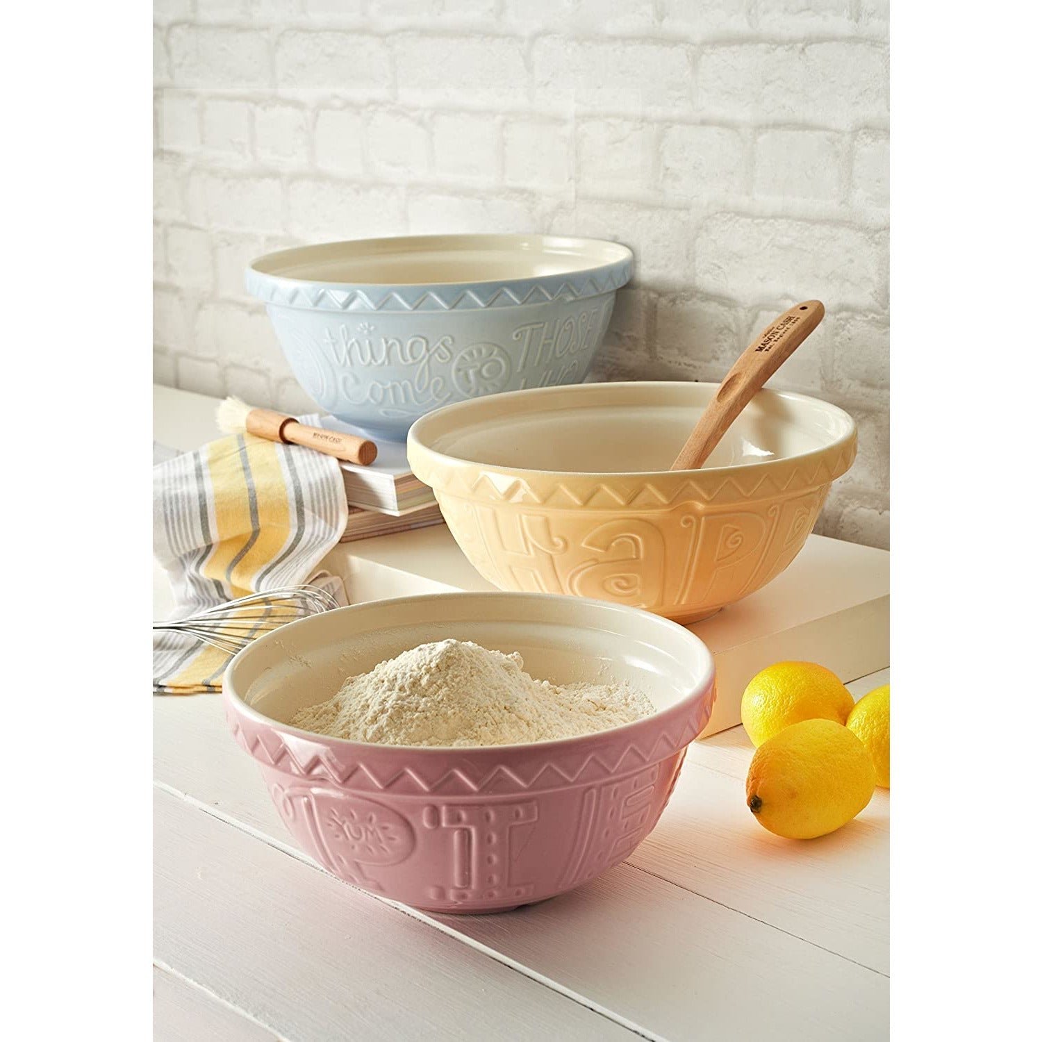 Mason Cash 1.9LT Original Cane Batter Bowl - Durable Earthenware, Chip-Resistant, Tan Glaze - Home Deco London