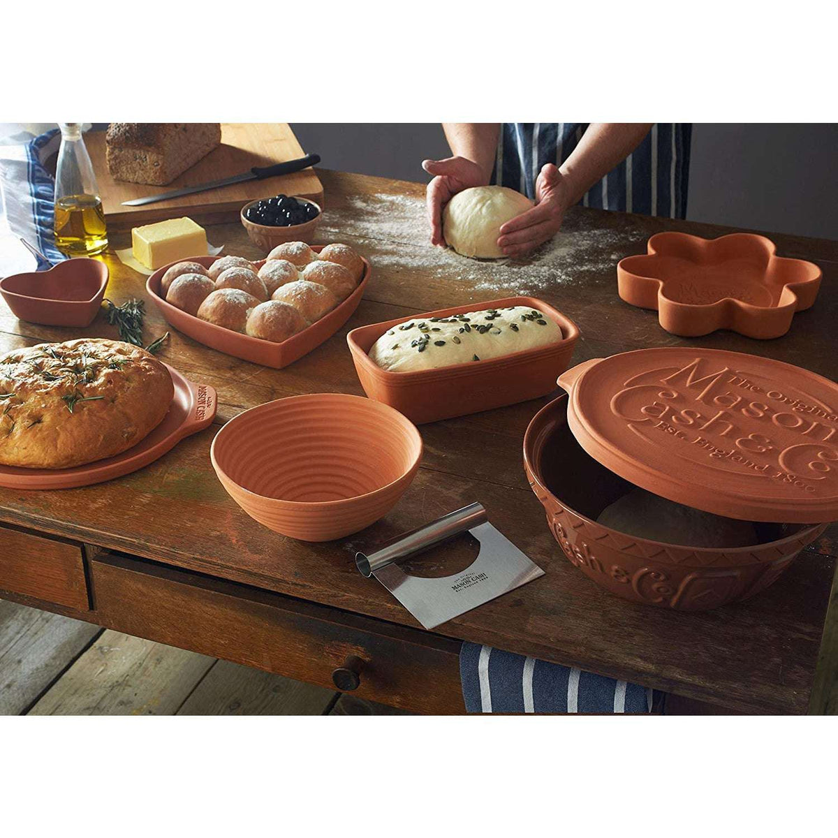 Mason Cash 1.9LT Original Cane Batter Bowl - Durable Earthenware, Chip-Resistant, Tan Glaze - Home Deco London