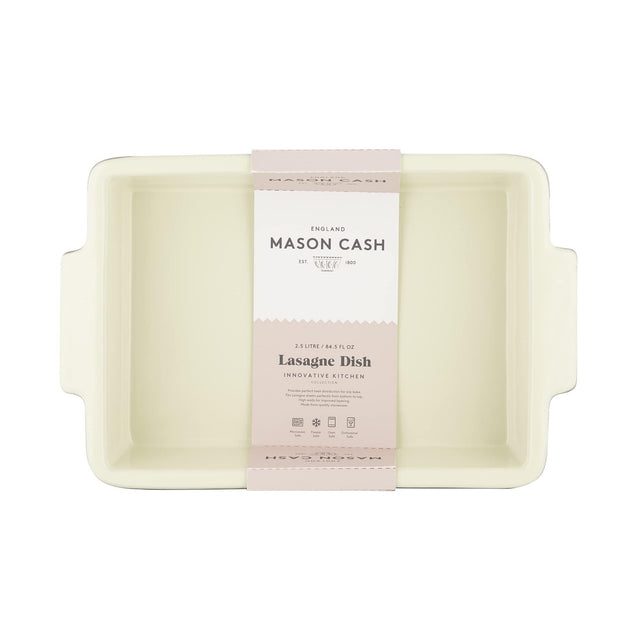 Mason Cash 2.5L Stoneware Lasagne Dish - Perfect for Quiches, Pies and Flans with Right Angled Corners - Home Deco London