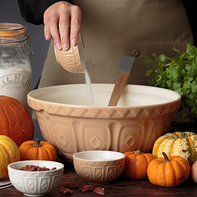 Mason Cash Cane 33cm Stoneware Mixing Bowl - Ideal for Baking, Microwave & Dishwasher Safe - Home Deco London