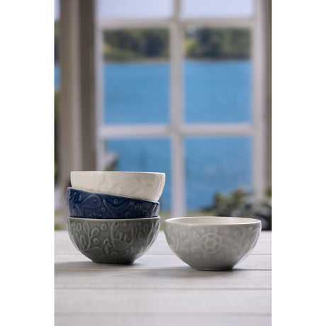 Mason Cash Nautical Prep Bowls Set of 4 | Durable Stoneware with Sea Creatures Design - Home Deco London