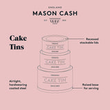 Mason Cash Innovative Kitchen Set of 3 Cake Tins, featuring a decorative design that complements your baking setup with these stackable cake tins.