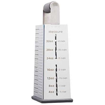 MasterClass Stainless Steel Cheese Grater 5-in-1 Tool with Measurement Markings & Non-Slip Base - Home Deco London