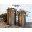 Medium Brass Lantern With Herringbone Cut-Out Pattern - Antique Finish, 30.5cm High - Home Deco London