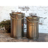 Medium Brass Lantern With Herringbone Cut-Out Pattern - Antique Finish, 30.5cm High - Home Deco London