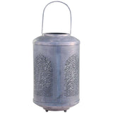 Medium Grey Metal Lantern With Pattern For 7Cm Diameter Candles - Chic Antique - Home Deco London
