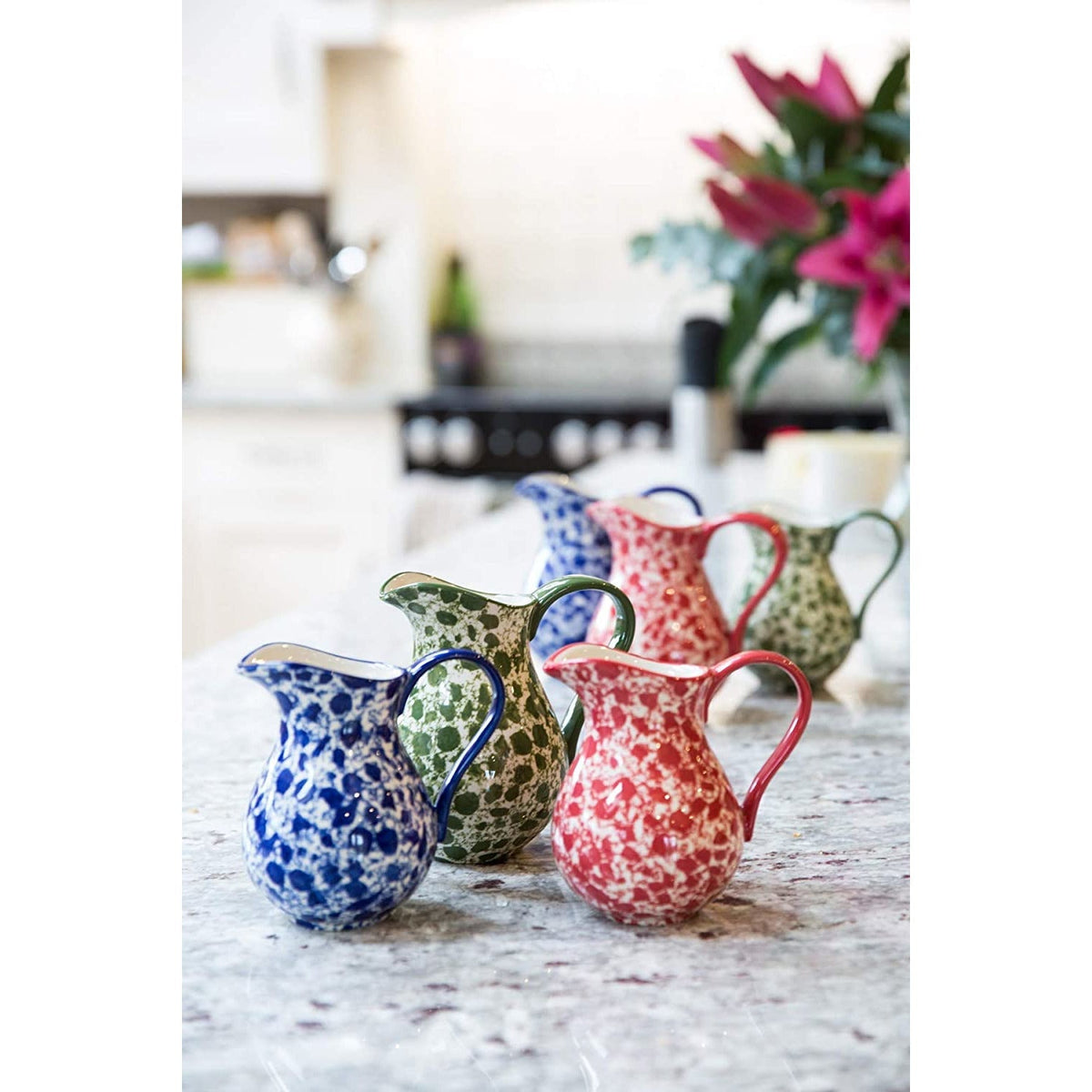 Medium Red Stoneware Water Jug by London Pottery - 575 ml Capacity, Spill-Resistant Design - Home Deco London