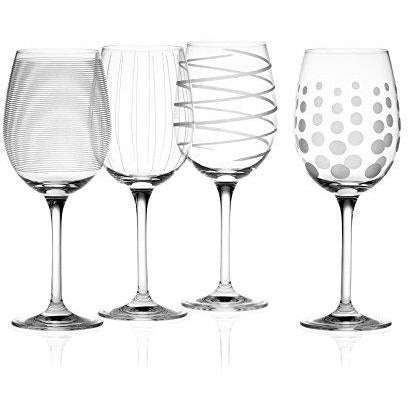 Mikasa Cheers Crystal White Wine Glasses Set of 4 - Elegant Etched Designs, 450ml - Home Deco London