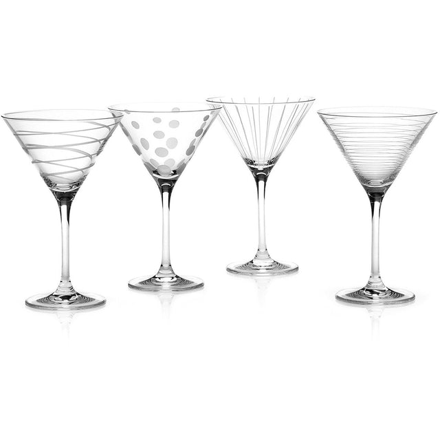 Mikasa Cheers Martini Glasses Set of 4 - Elegant Etched Crystal for Cocktails & Entertaining - Home Deco London