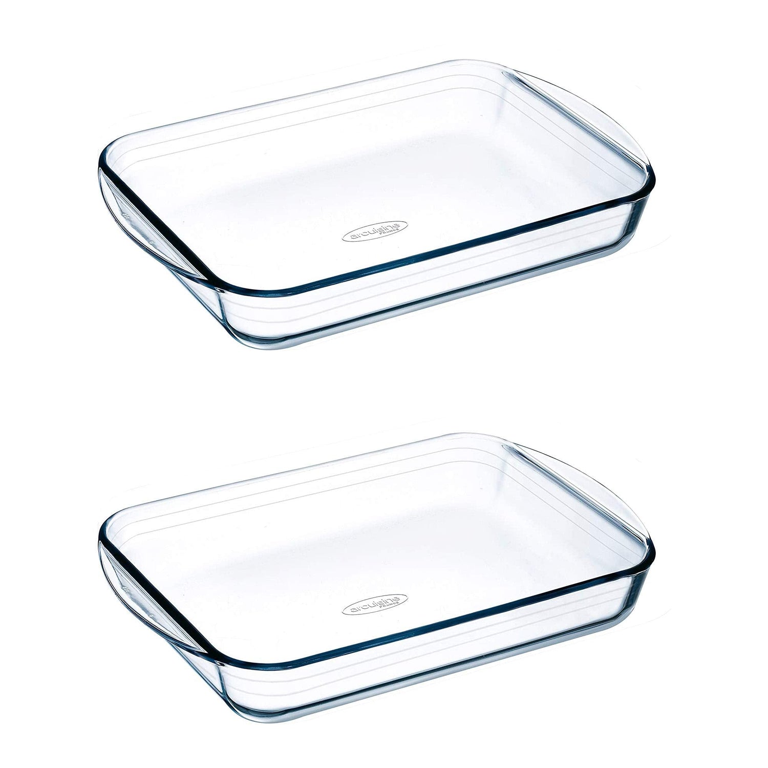 O'Cuisine 32x20cm Borosilicate Glass Roasting Dish - 2.0L Capacity, Dishwasher Safe, Set of 2 - Home Deco London