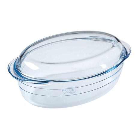 O'Cuisine Oval Casserole Dish 3L + Versatile 1L Lid, Borosilicate Glass, Dishwasher Safe - Home Deco London