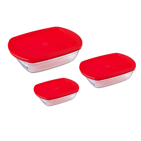 Ôcuisine® 3-Piece Borosilicate Glass Storage Containers With Lids - Oven, Freezer, Microwave Safe - Home Deco London