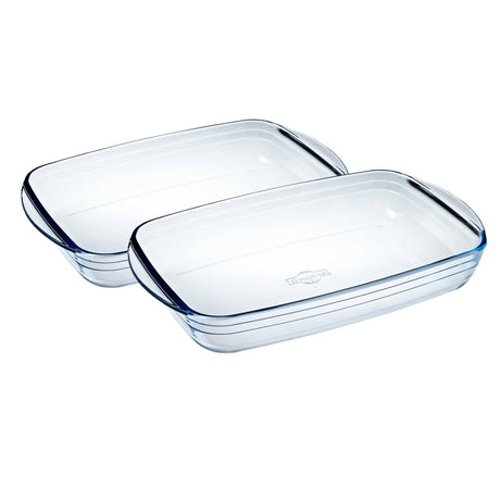 Ôcuisine® Set of 2 Borosilicate Glass Baking Dishes - Rectangular 35x22cm & 40x27cm - Home Deco London