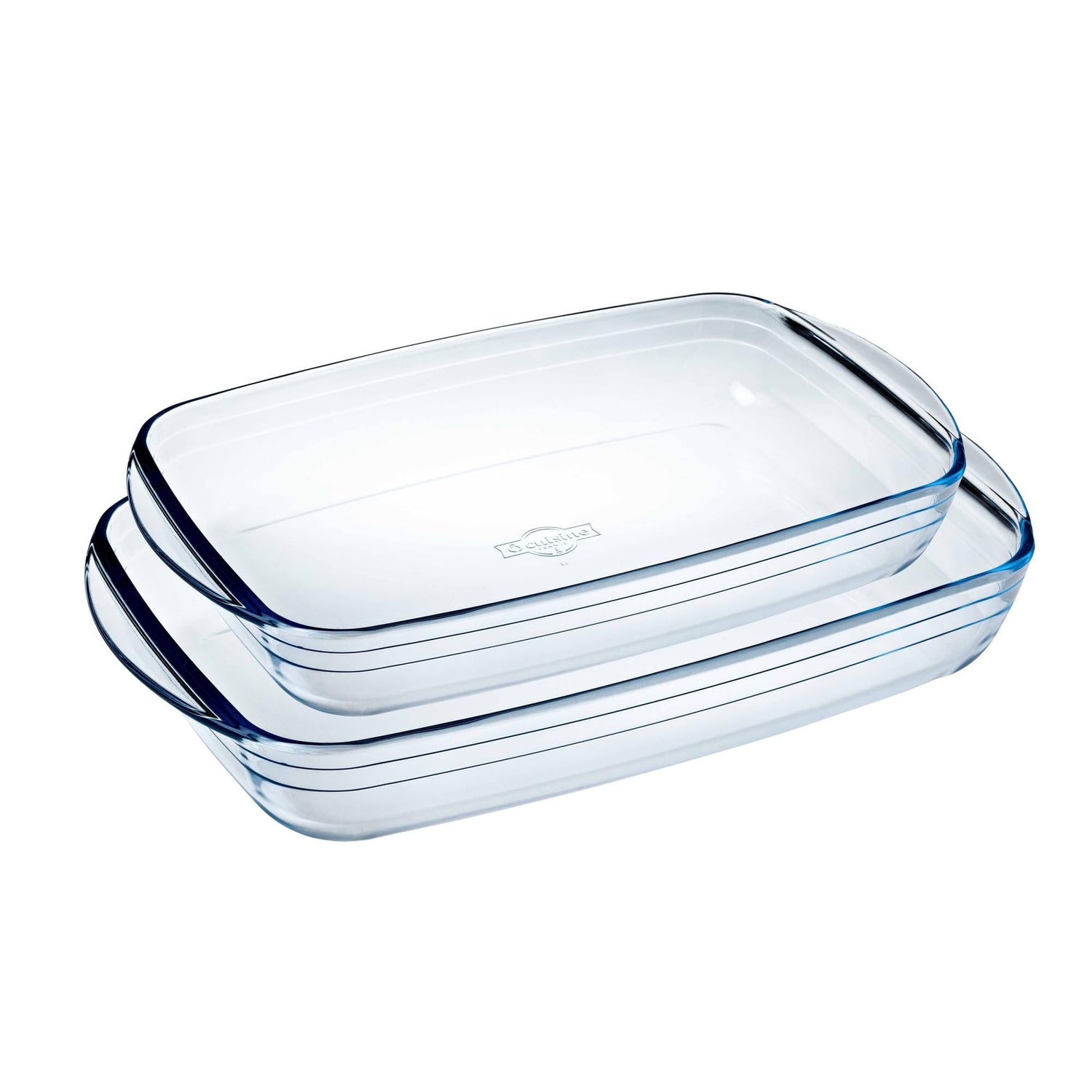 Ôcuisine® Set of 2 Borosilicate Glass Baking Dishes - Rectangular 35x22cm & 40x27cm - Home Deco London