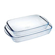 Ôcuisine® Set of 2 Borosilicate Glass Baking Dishes - Rectangular 35x22cm & 40x27cm - Home Deco London
