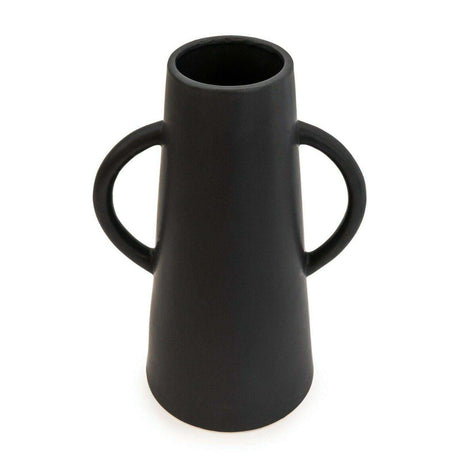 Odesa Matte Black Vase with Handles - Large 35cm Conical Design for Stylish Home Décor - Home Deco London