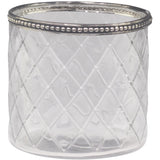 Patterned Glass Tealight Holder with Pearl Edge - Medium Cut Flower Vase & Candle Holder - Home Deco London
