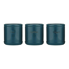 Price & Kensington Accents Teal Tea Coffee & Sugar Canisters - A stylish and contemporary ceramic storage solution with a high gloss glaze for tea, coffee, and sugar.