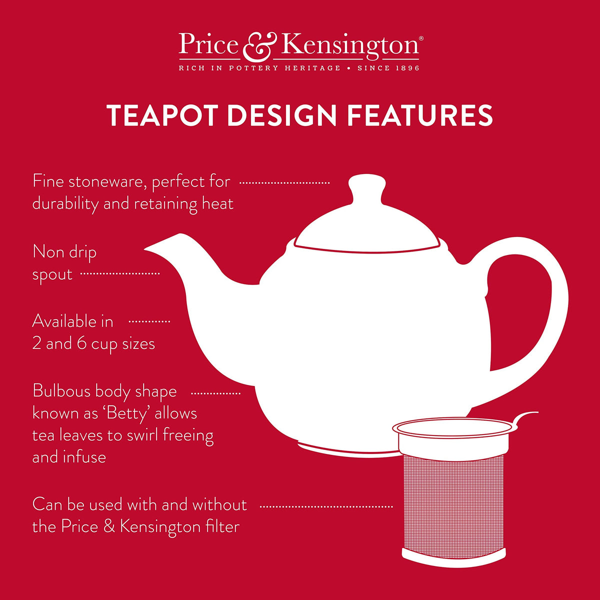 Price & Kensington Matt Navy Blue 2 Cup Teapot - Home Deco London