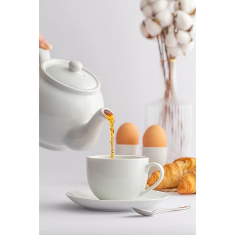 Price & Kensington Stoneware Teapot 6 Cup - White Gloss Glaze, Microwave & Dishwasher Safe - Home Deco London
