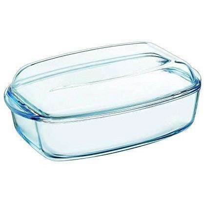 Pyrex Essentials Rectangular Casserole Base 4.3 L with Lid 2.2 L, perfect for cooking and serving in a versatile rectangular casserole dish.