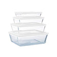 Pyrex Cook & Freeze Glass Containers Set of 4 with Airtight Lids - Home Deco London
