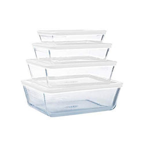 Pyrex Cook & Freeze Glass Containers Set of 4 with Airtight Lids - Home Deco London