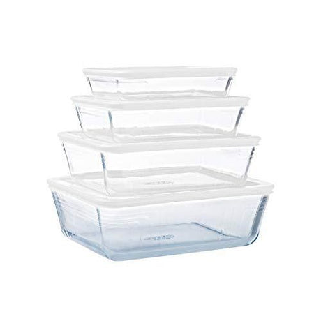 Pyrex Cook & Freeze Glass Containers Set of 4 with Airtight Lids - Home Deco London