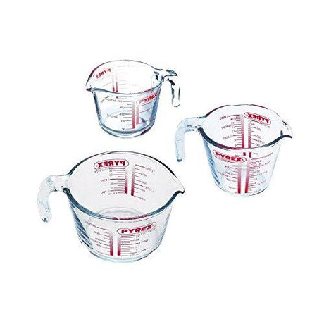 Pyrex Glass Measuring Jugs Set of 3 - 250ml, 500ml, 1L, Home Deco London