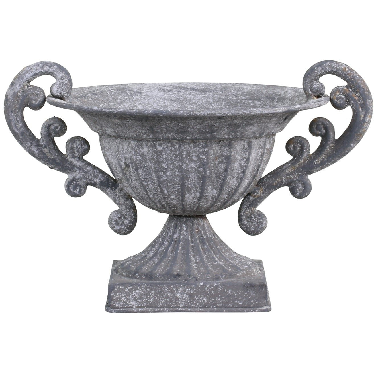 Rustic Zinc Centerpiece on Foot - Antique Medium Decor for Stylish Homes, H12 L21 W16 cm - Home Deco London