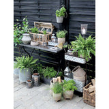 Set of 2 Antique Zinc Flowerpots with Grooves - Old French Style Planters - Home Deco London