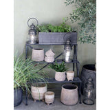 Set of 2 Antique Zinc Flowerpots with Grooves - Old French Style Planters - Home Deco London