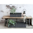 Set of 2 Antique Zinc Flowerpots with Grooves - Old French Style Planters - Home Deco London