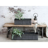 Set of 2 Antique Zinc Flowerpots with Grooves - Old French Style Planters - Home Deco London
