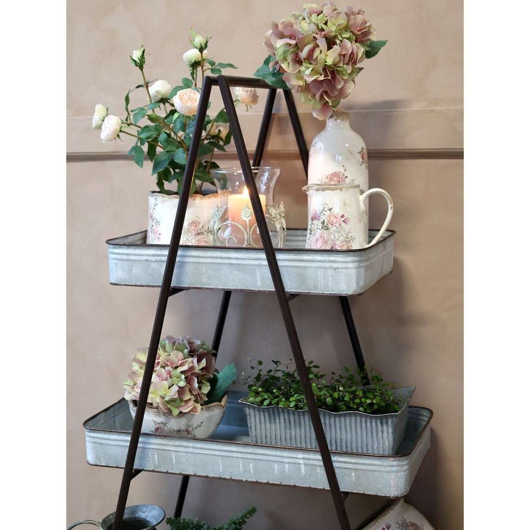Antique Zinc Grooved Window Boxes, Set of 2 - elegant iron planters with grooved detailing, not waterproof but stylish.