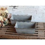 Antique Zinc Grooved Window Boxes, Set of 2 - stylish balcony planters with an antique zinc finish and decorative grooves.
