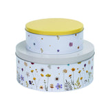 Typhoon Botanics Set of 2 Cake Tins, featuring a floral design with a yellow lid, ideal for cake storage tins.