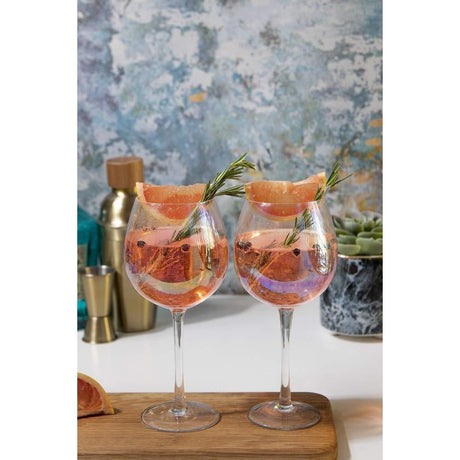 Set of 2 Iridescent Gin Glasses – Stunning Pearlescent Cocktail Drinkware, 500ml - Home Deco London