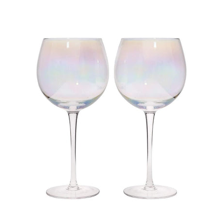 Set of 2 Iridescent Gin Glasses – Stunning Pearlescent Cocktail Drinkware, 500ml - Home Deco London