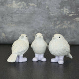 Set of 3 Wellies Bird Figurines in Gift Box - White and Lilac 10cm Decorative Birds - Home Deco London