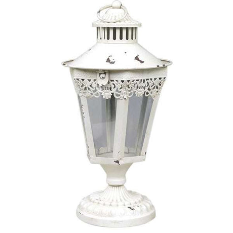 Shabby Chic Lantern - Exclusive Glass and Iron Decor, Medium Size 33 x 17 cm - Chic Antique - Home Deco London