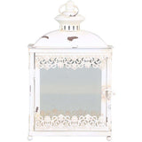 Shabby Chic Vintage Cream Lantern with Glass Door - Antique Style Decorative Light - Home Deco London