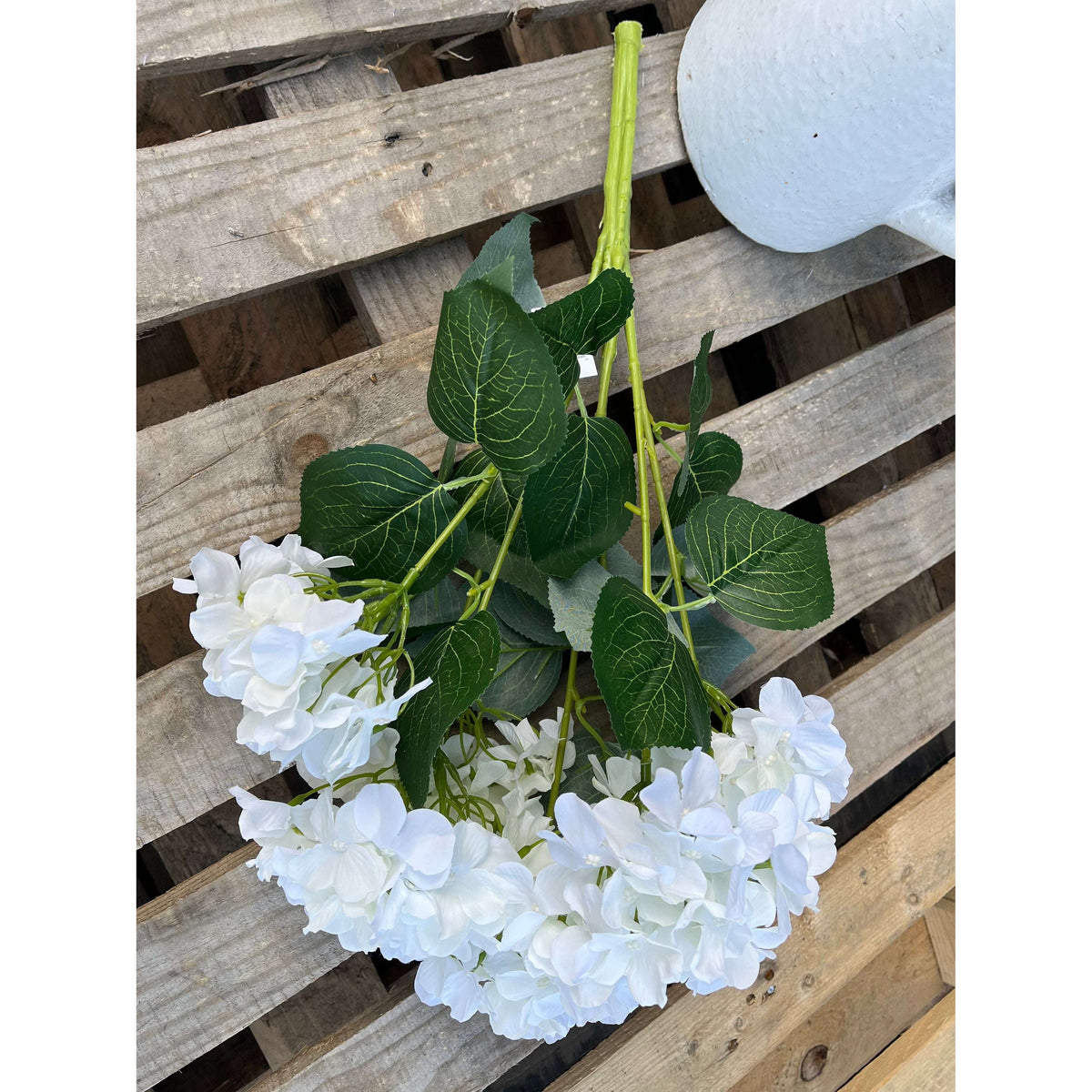 Silk Hydrangea Bunch with Long Stems - 7 White Heads, Perfect for Large Bouquets, 56cm - Home Deco London