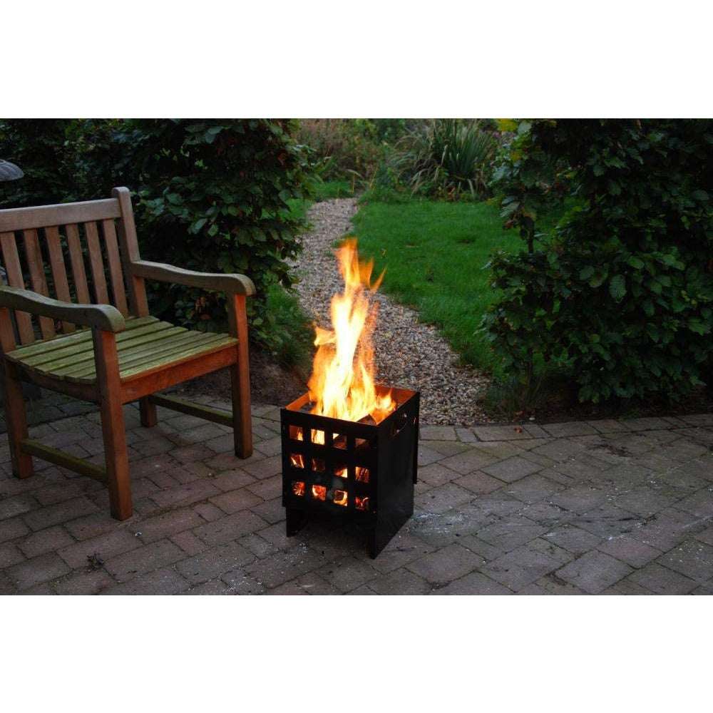 Small Fire Pit - Esschert Design Square Firebasket with Handles for Garden & Terrace - Home Deco London