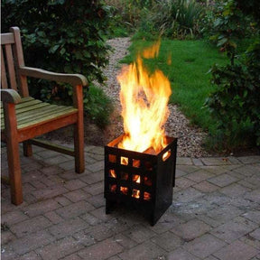 Small Fire Pit - Esschert Design Square Firebasket with Handles for Garden & Terrace - Home Deco London